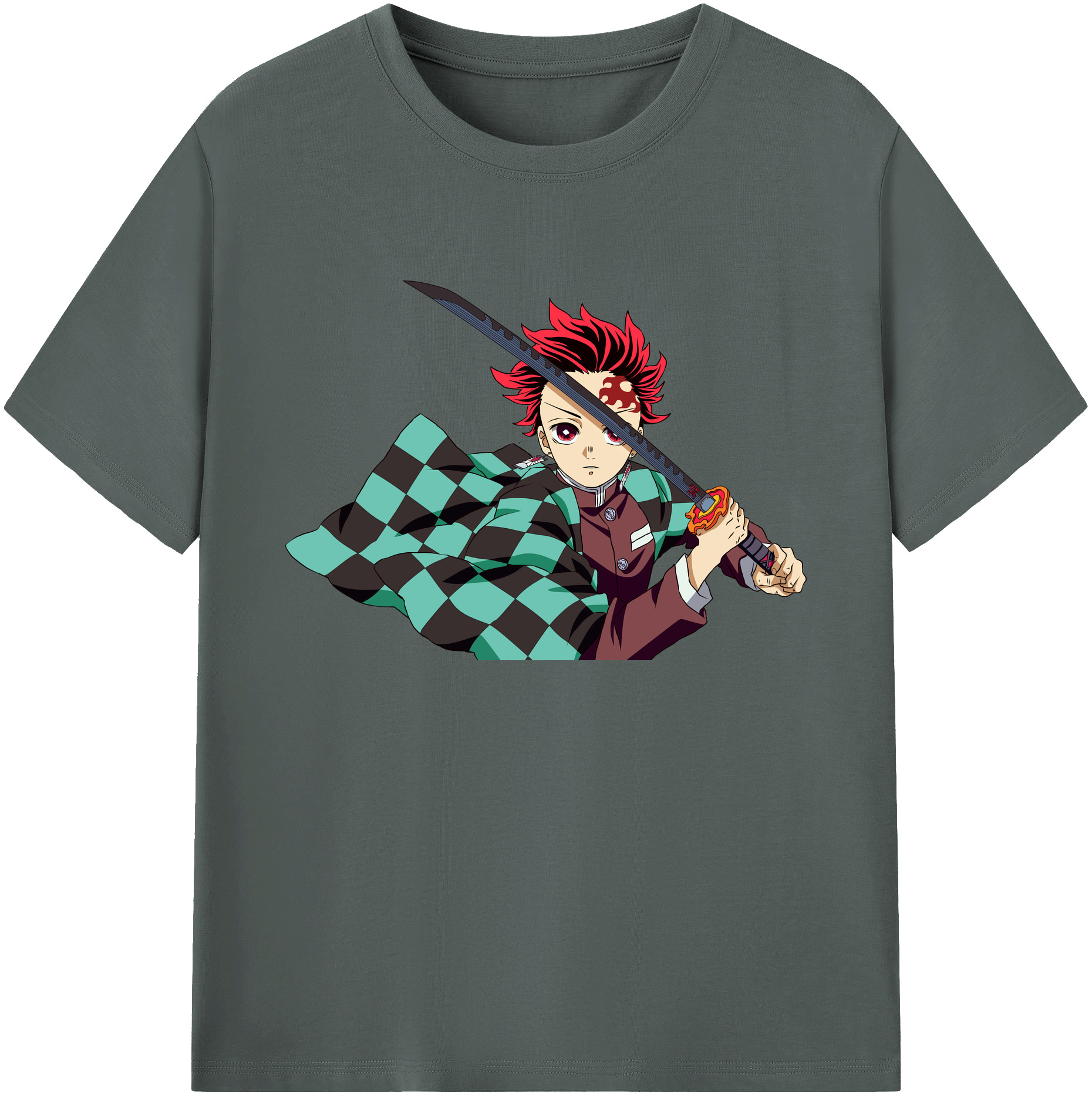 （画像用） 鬼滅の刃 竈門 炭治郎／かまど たんじろう Kamado Tanjirou 綿100％ メンズ半袖Tシャツ｜肌触りやわらか＆通気性